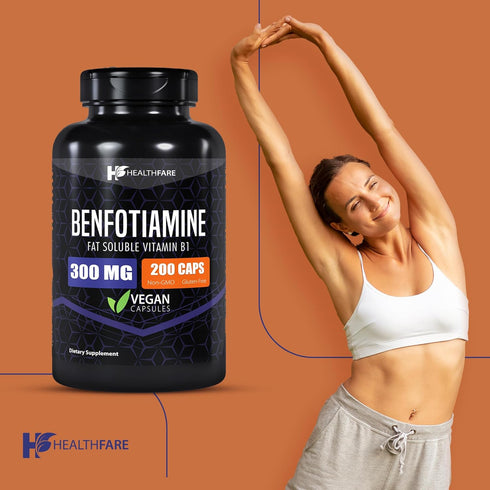 Benfotiamine 300mg | 200 Capsules | Fat Soluble Thiamine Vitamin B1 | Supports Overall Health | Non-GMO | Gluten Free...