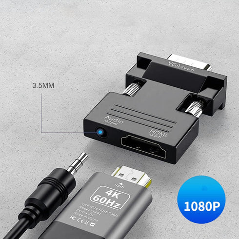 VGA to HDMI VGA to HDMI-Compatible Adapter Converter 1080P HDMI-Compatible Female to VGA Adapter for PC Laptop HDTV Movie Projector...
