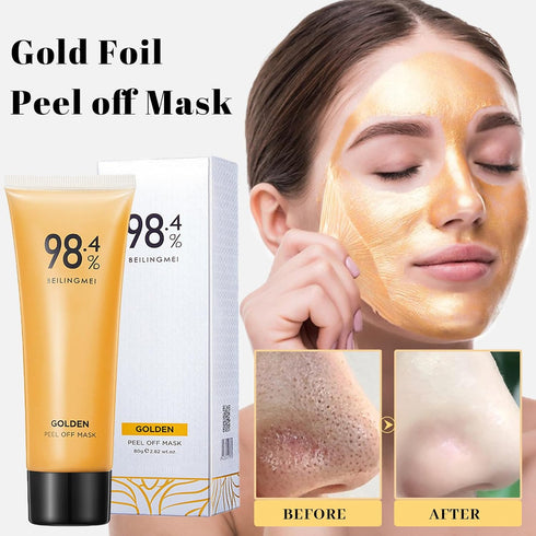 Gold Foil Peel off Mask, 98.4% Gold Peel off Face Mask, Gold Face Mask Peel off Anti-Wrinkle, Golden Anti-Aging Facial Mask, Beilingmei Gold Tear-...