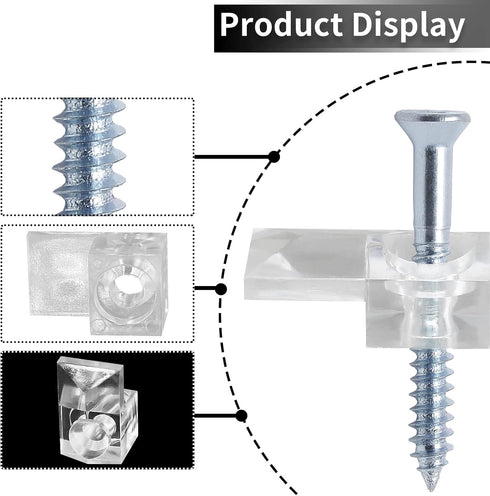 24 Sets of Mirror Holder Clips Kit, Clear Plastic Mirror Mounting Clip Glass Retainer Clips Mirror Hanging Hardware with Screws for Fixing Mirror ...