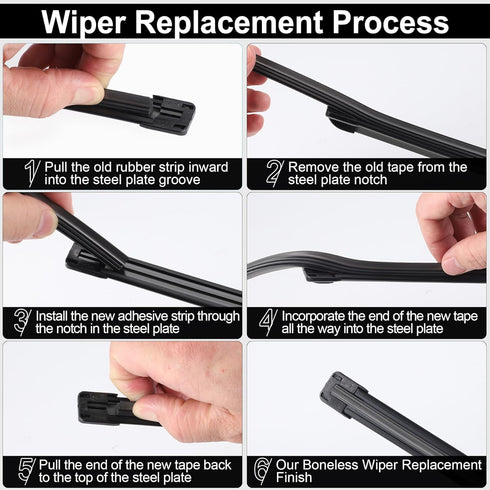 22Inch Windshield Wiper Blades Strips, Auto Adjustable Insert Rubber Wiper Blade Refills, Universal for SUV Truck Car Accessories (Set of 2)...