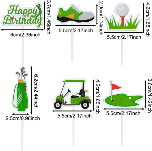 24Pcs Golf Cupcake Toppers Golf Shoes Bag Ball Carts Lawn Cake Picks for Birthday Party Supplies...