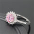 Uloveido Platinum Plated Pink Round Cubic Zirconia Sun Flower Rings for Women Y3522...