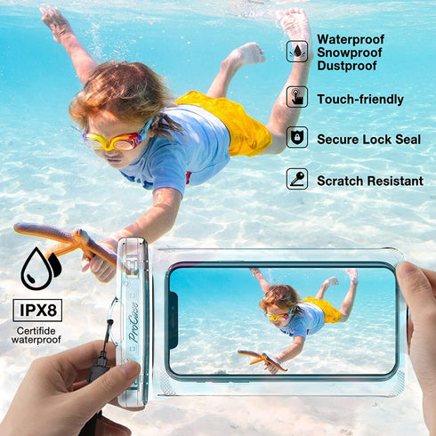 ProCase Waterproof Phone Pouch Case for snorkeling, Underwater Dry Bag for iPhone 15 14 13 Pro Max 12 11, Galaxy S24 S23 S2 Ultra Note Pixel Up to...