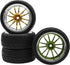 4Pcs 2.59in Rubber Tires & 12mm Hex Plastic Wheel Rims Set 14-Spoke w/Foam Compatible with Traxxas Kyosho HPI Tamiya Associated 1/10 RC On-Road To...