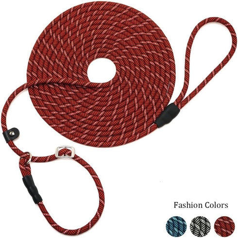 10FT / 20FT Long Slip Lead Dog Leash, 3/8" Thick Nylon Reflective Rope Anti-Choke Training Lead for Medium Large Dogs...