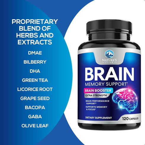 Brain Supplements for Memory and Focus, Nootropic Support for Concentration, Clarity, Energy, Brain Health with Bacopa, Cognitive Vitamins, Phosph...