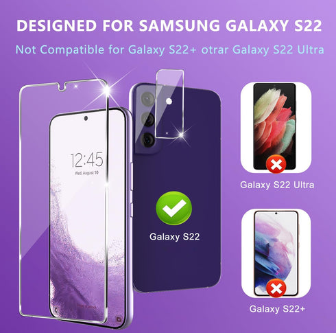 iAnder 3 Pack Galaxy S22 Screen Protector, 3 Pack Camera Lens Protector with Easy Installation Tray, Supports Fingerprint Sensor, HD Retina Clarit...