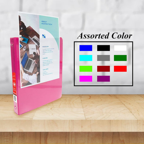 BAZIC 3 Ring Binder 1/2" Economy View Binders Organizer - Fuchsia, Round Ring, Hold 100 Sheets Paper, for School Office Home, 1-Count...