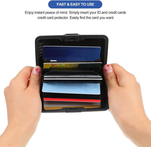 BBTO 2 Pieces Credit Card Holder Slim Mini Rfid Blocking Credit Card Protector Aluminum Business Box Metal ID Organizer Wallet with 6 Slots for Wo...