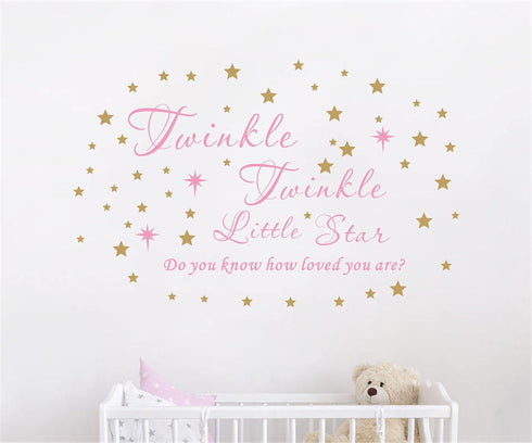 Twinkle Twinkle Little Star Wall Decal Vinyl Quote Sticker Do You Know How Loved You Are Nursery Decor For Kids Girls Bedroom Decoration Home Room...