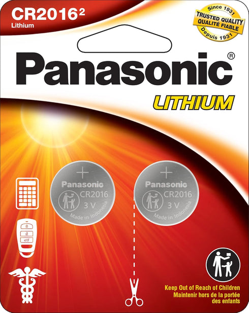 One (1) Twin Pack (2 Batteries) Panasonic Cr2016 Lithium Coin Cell Battery 3V......