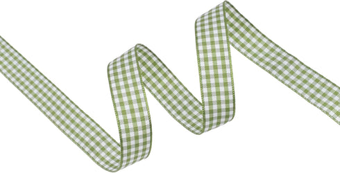 VATIN Moss Green and White Gingham Ribbon, Each Roll Measuring 5/8 Inch Wide by 10 Yards Long, Featuring Polyester Woven Edges, Perfect for Gift W...