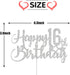 Silver Glitter Happy 16th Birthday Cake Topper - 16th Birthday Cake Topper, 16th Birthday Party Decoration...