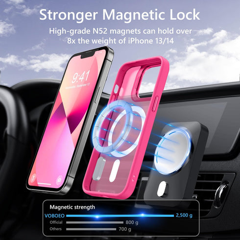 Magnetic for iPhone 13 Case & iPhone 14 case, Compatible with Magsafe, Built-in Stash Stand, Matte Scratch-Resistant Back Cover Shockproof Phone C...