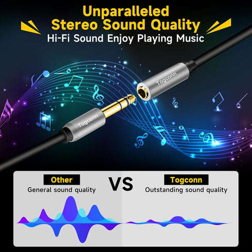 1/4 inch Extension Cable 4 Feet, 6.35mm 1/4" TRS Male to Female Stereo Adapter Jack?Quarter inch Headphone Guitar Extension Cable, Hi-Fi Sound, Go...