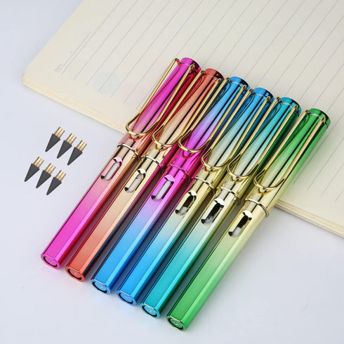 LUTER 6pcs Inkless Pencils, Infinity Pencils with Erasers and 6 Replacement Nibs, Reusable Pencil for Students Eternal Pencil for Writing Drawing ...