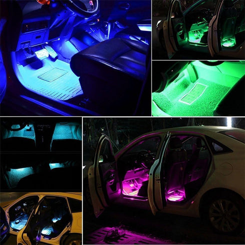 Car LED Strip Light,Uniwit 4 Pieces DC 12V 72 LED Multicolor Car Interior Music Light LED Underdash Lighting Kit with Sound Active Function and Wi...