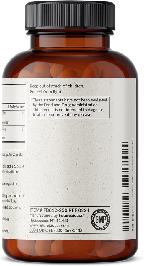 Futurebiotics Milk Thistle Silymarin Marianum & Dandelion Root Liver Health Support, Antioxidant Support, Detox, 250 Capsules...