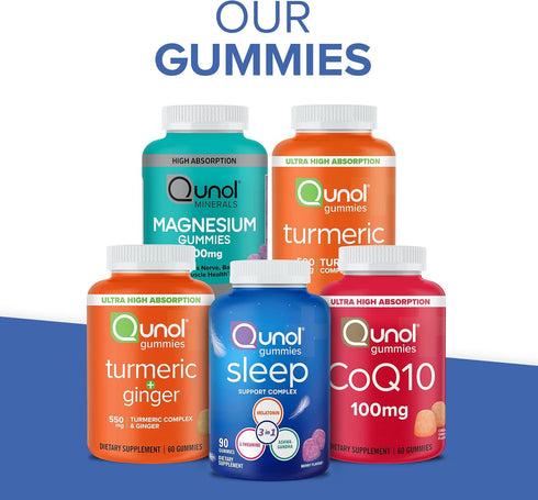 Qunol Turmeric and Ginger Gummies - Joint Support Supplement with Ultra High Absorption, 90 Count Vegan and Gluten Free Gummies...