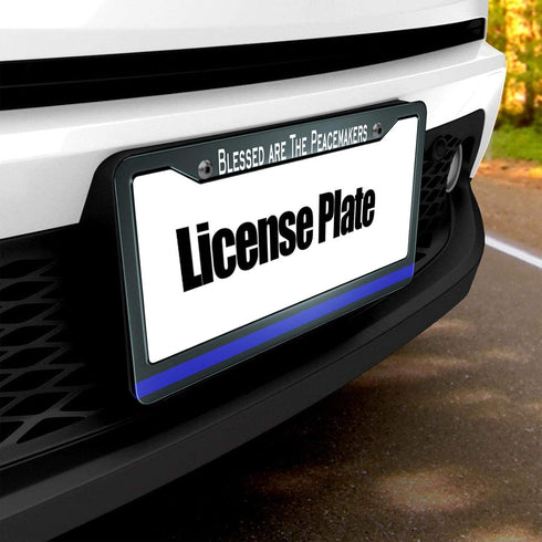 HOSNYE Blessed are The Peacemakers Thin Blue Line License Plate Frame Metal License Plate Cover Front Plates Frames Car Tag Frame for Women Men US...