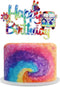 60's Tie Dye Happy Birthday Cake Topper - Groovy 60's Birthday Party Cake Topper - Groovy Hippie Party Cake Decoration...