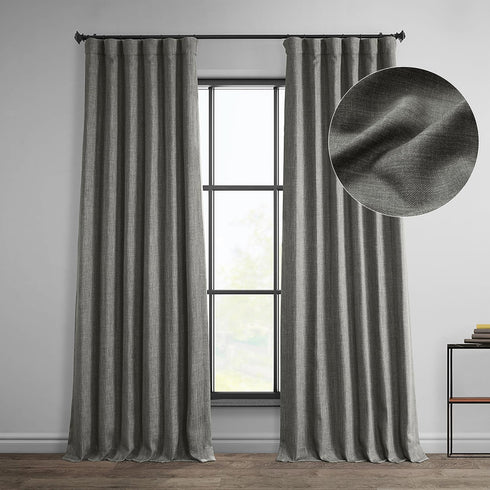 HPD Half Price Drapes - Faux Linen Curtains for Living Room (1 Panel) - 50W X 84L - Textured Room Darkening Curtains for Bedroom 84 Inches Long - ...