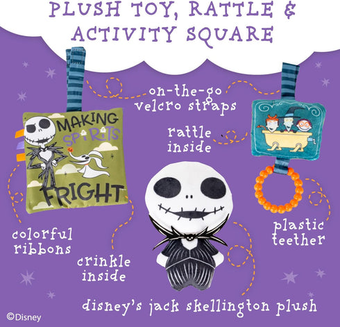 KIDS PREFERRED Disney Baby The Nightmare Before Christmas - 3 Piece Gift Set with Stuffed Jack Skellington Plush and Activity Toys for Babies and ...