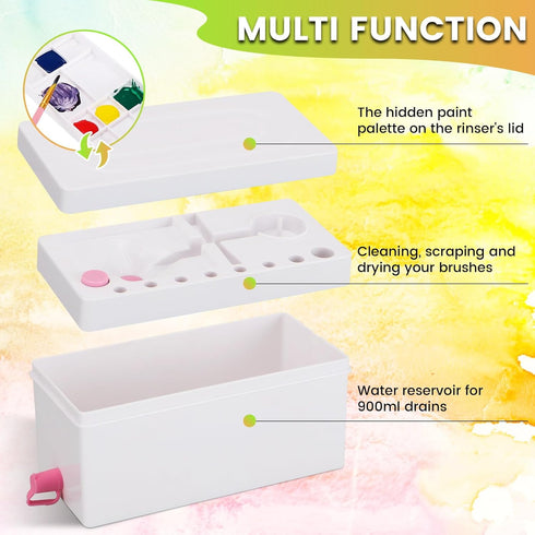 BEFSOP Paint Brush Cleaner, Upgraded 4-in-1 Painting Supplies, Paint Brush Holder with Palette, Brush Rinser for Acrylic, Watercolor Palette, and ...