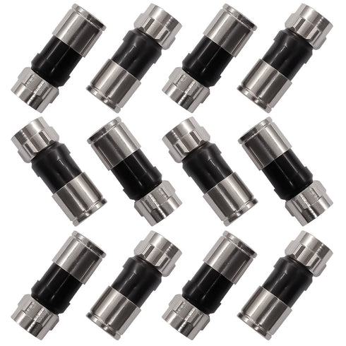 mxuteuk 12PCS RG6 Compression Connectors F Type Coax Connector with Waterproof Seal Ring (Use with Wire Stripper Crimping Pliers) G024-BK...