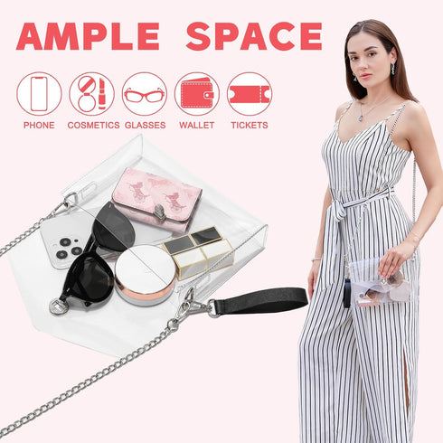 Clear Purse Stadium Approved,Small Clear Crossbody Bag for Women,See Through Handbag Clutch Shoulder Bag...