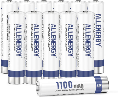 Rechargeable AAA Batteries 1100mAh Ni-MH Rechargeable Triple AAA Batteries 1.2V AAA Batteries Rechargeable 12 Pack, Per-Charged AAA Battery for Ou...