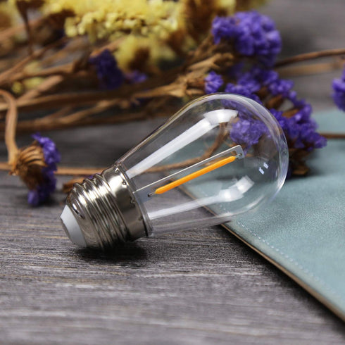 S14 Replacement LED Light Bulbs E26 Base Vintage LED Edison Filament Bulbs 1W Equivalent to 10W Warm White 2200k Outdoor String Light Bulbs Clear ...