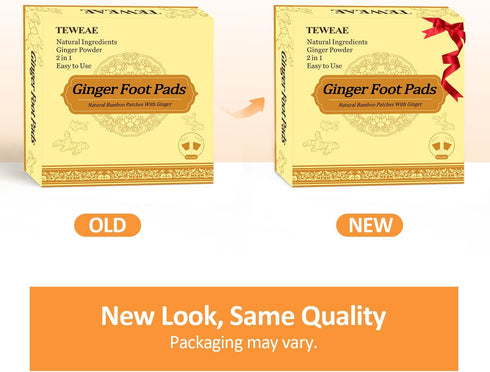 2 in 1 Ginger Foot Pads, 40Pads Tear and Use, Premium Natural Ingredients Ginger Powder, Bamboo Vinegar FootPads with ''Stay in Place'' Adhesive P...