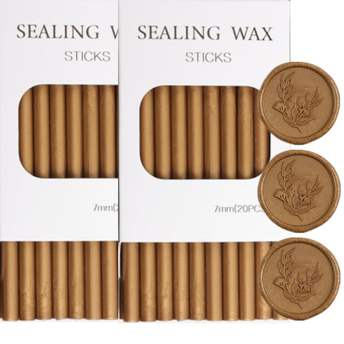 Antique Gold Wax Seal Sticks, ONWINPOR 40 Pcs Bronze Glue Gun Sealing Wax Sticks with Wax Seal Stamp, Bronze Gold Wax Seal Sticks, Sealing Wax Gre...