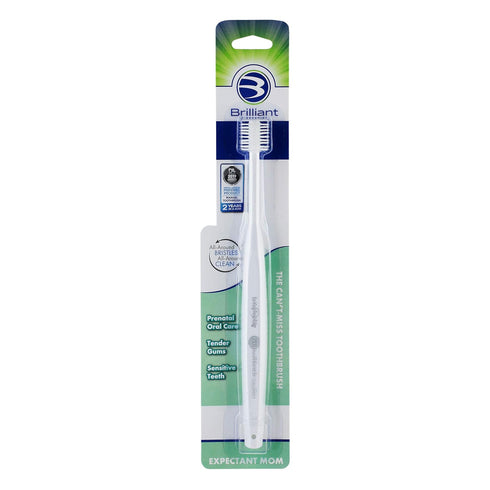 Brilliant Oral Care Expectant Mom Toothbrush, a Pregnancy Must Have with Gentle, Extra Soft Bristles, Round Head for Sensitive Teeth and Gums, Whi...