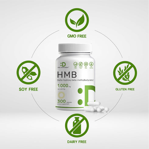 2 Pack of Ultra Strength HMB Supplements 1000*mg Per Serving, 300* Capsules | Third Party Tested | Supports Muscle Growth, Retention & Lean Muscle...