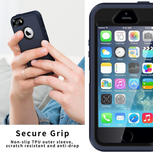 ACAGET Case for iPhone 5/5S/SE (2016) Heavy Duty Protective Phone Case Armor Shock-Absorbing Dual Layer Rubber TPU + PC Cover Non-Slip Bumper Phon...