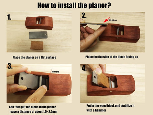 Atoplee Wood Hand Planes, Mini and Portable Woodworking Edge Trimming Plane for Edge Rounding Corner Rounding, with 1 Planer Blade and 1 Wood Fixe...