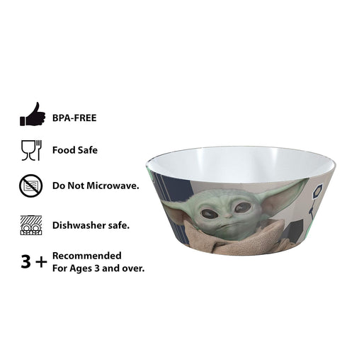 Zak Designs Star Wars The Mandalorian Dinnerware Set Includes Plate and Bowl, Made of Durable Melamine and Perfect for Kids (Baby Yoda, Grogu, 2-P...