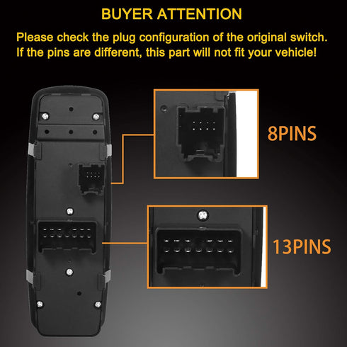 Master Power Window Switch Driver Side | 8+13 PINS Check Required | Replacement for 2008-2012 Dodge Nitro Jeep Liberty, 2009-2010 Dodge Journey | ...