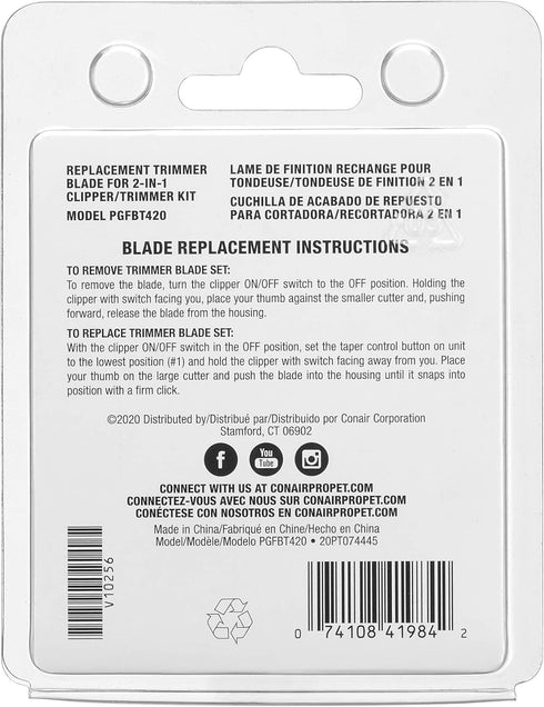 CONAIRPROPET Pet Trimmer for Grooming Replacement Blade, Compatible with PGF420 and PGRD420,Silver...