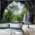 PROCIDA Mountain Cave Tapestry Forest Wall Hanging Waterfall Nature Landscape Wall Tapestry for Bedroom Living Room College Home Decorations 60" W...