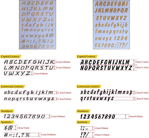Pack of 8 Plastic Alphabet Letter Number Drawing Painting Stencils Sets for Scrapbook/DIY Painting Craft Projects?Letter Height is About 1 inch...