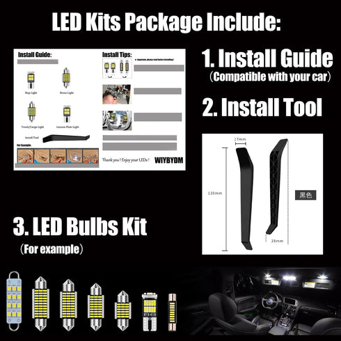White LED Interior Lights Kit for Hummer H3 2006 2007 2008 2009 2010 Dome Footwell Vanity Mirror Trunk Cargo License Plate Lights Interior LED Lig...