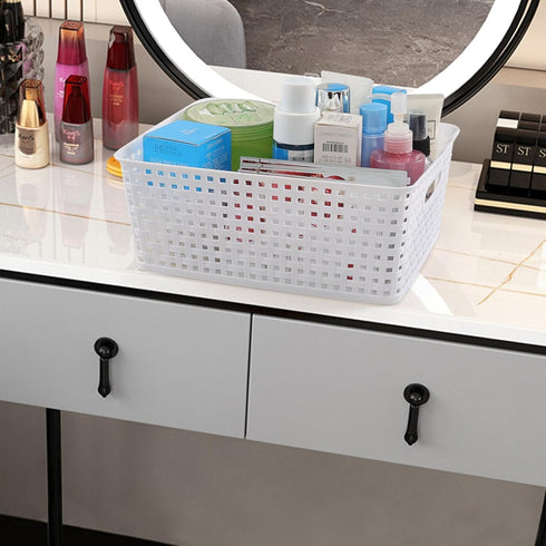 Plastic 8 L Storage Baskets, Medium Kitchen Baskets, White, 4 Packs...