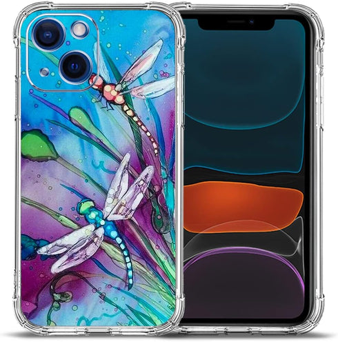 Case for iPhone 14, Cute Dragonfly Drop Protection Shockproof Case TPU Full Body Protective Scratch-Resistant Cover for iPhone 14...