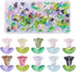Craftdady 200Pcs Glass Flower Beads Lampwork Leaf Beads Colorful Crystal Floral Charms Cute Fun Beads for Crafts DIY Earrings Jewelry Making Suppl...