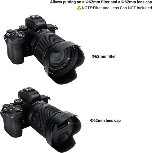 Lens Hood for NIKKOR Z DX 18-140mm F3.5-6.3 VR Lens, Reversible Lens Shade Replace Nikon HB-101 Lens Hood, Compatible with 62mm Filters and 62mm L...