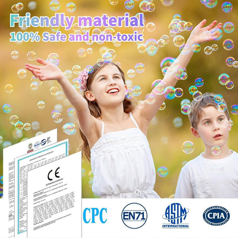 Bubble Gun for Kids and Toddlers Bubble Machine with 1 Bubble Solutions (80ml) Automatic Bubble Maker for Children Outdoor Bubbles Toys...